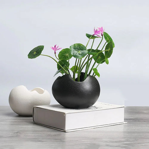 pot de fleurs hydroponique rétro en céramique pour plantes succulentes - vue 5 sur 9