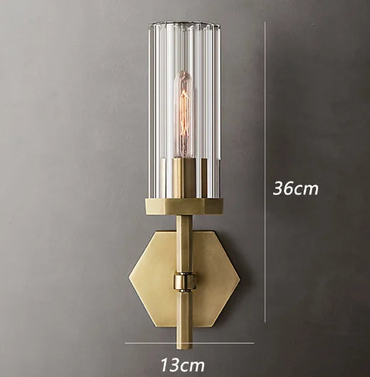 applique murale led de luxe américaine avec abat-jour en cristal et métal doré - vue 10 sur 11
