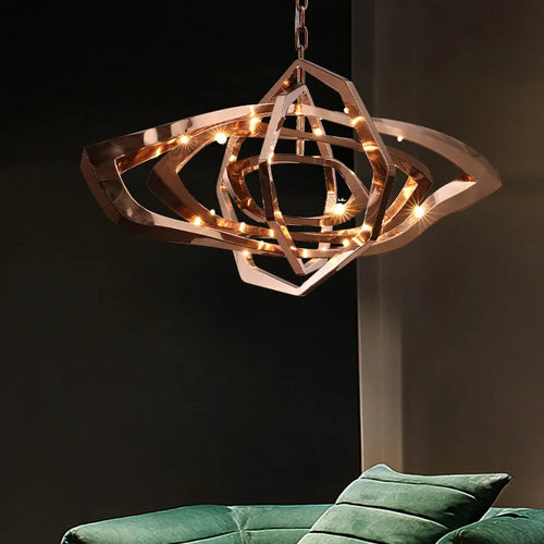 New Designer LED Living Room Chandeliers Stainless Steel Creative Dining Bedroom Lighting Postmodern Light Luxury Hanging Lamps - vue 4 sur 6