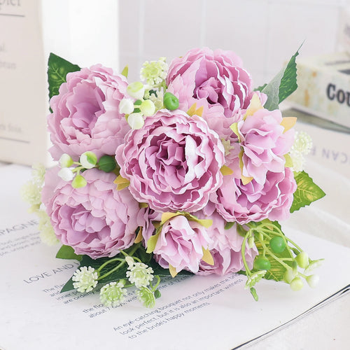fleurs artificielles soie pivoine hortensia décoration mariage bouquet - vue 38 sur 40