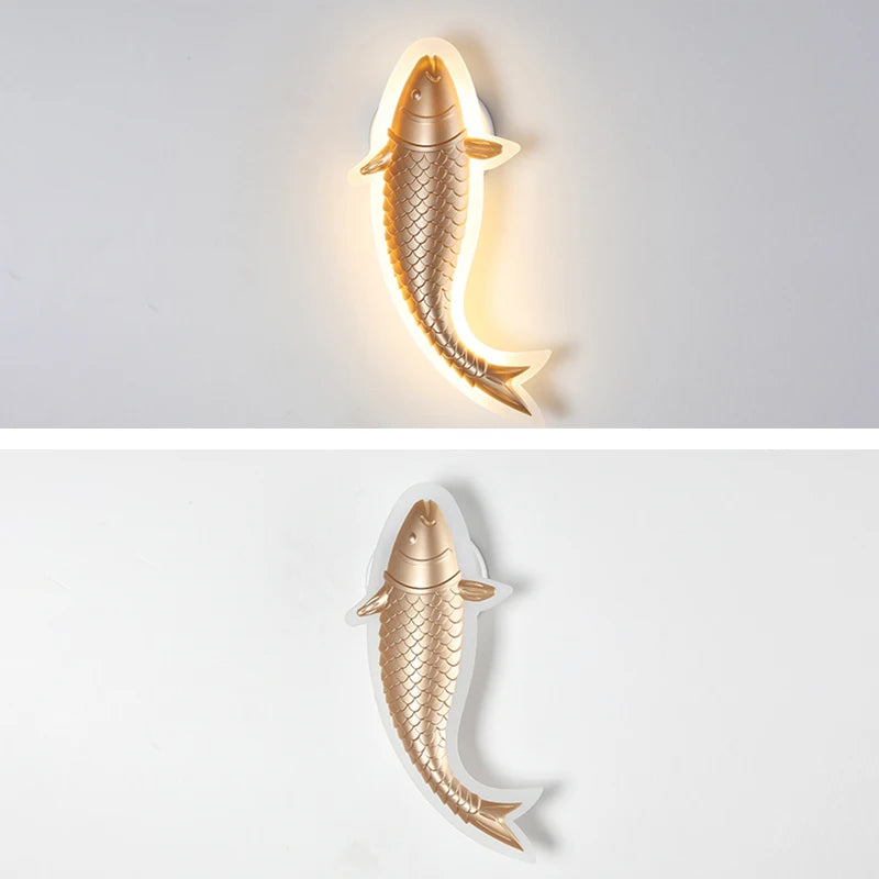 applique murale moderne led acrylique en forme de poisson décorative - vue 6 sur 14