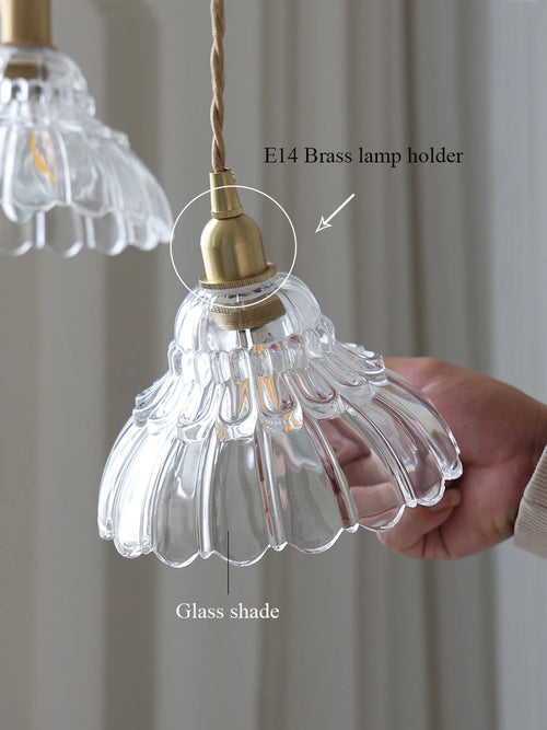 suspension en verre et laiton style japonais design nordique luxe - vue 4 sur 8