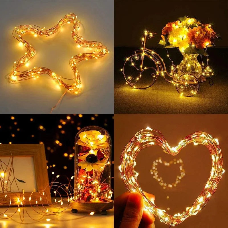 guirlande lumineuse led en cuivre pour décorations de fête et Noël - vue 5 sur 9