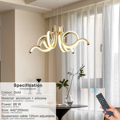 lustre moderne doré artpad avec télécommande pour éclairage intérieur - vue 10 sur 9
