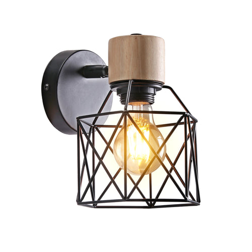 applique murale en bois style loft vintage éclairage intérieur moderne - vue 15 sur 14