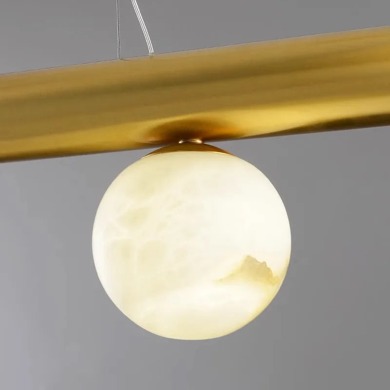 lustre de luxe en boule de marbre véritable post-moderne suspendu - vue 4 sur 10