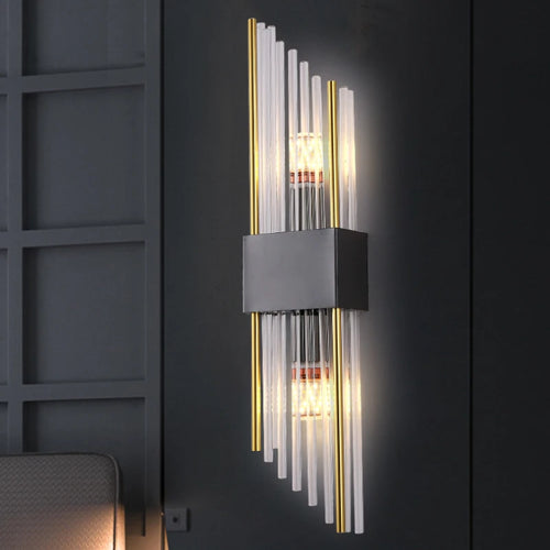 applique murale moderne double tête en cristal doré led - vue 2 sur 8