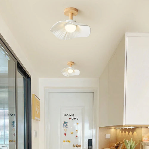 lustre moderne en bois et tissu pour décoration intérieure nordique - vue 5 sur 14