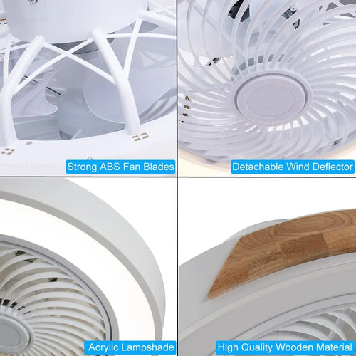 plafonnier en bois avec télécommande et lumière led variable 3 couleurs - vue 6 sur 12