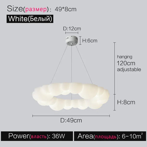 Nordic Living Room Pendant Lamp Modern Simple Atmosphere Cream Wind Lamp Decoration Bubble Restaurant Lamp Master Bedroom Lamps - vue 11 sur 12