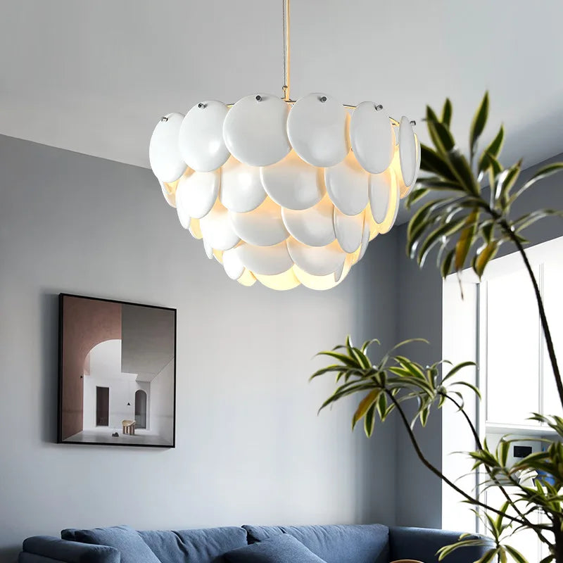 lustre moderne en céramique avec suspension en verre led - vue 3 sur 8