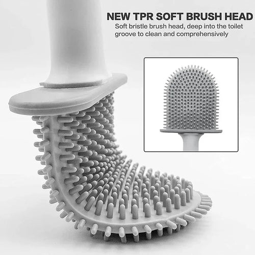 brosse de toilette suspendue en silicone avec support séchage rapide - vue 5 sur 11