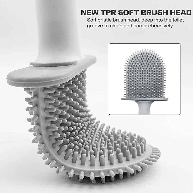 brosse de toilette suspendue en silicone avec support séchage rapide - vue 4 sur 11