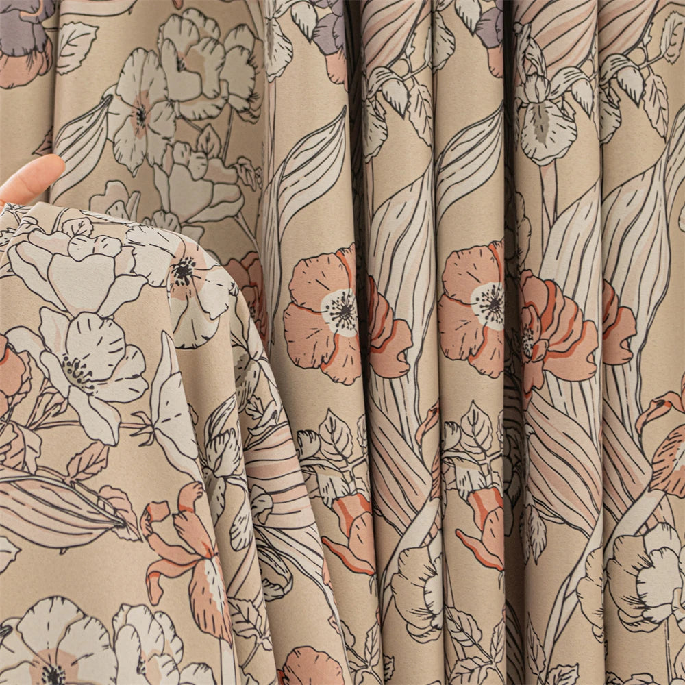 Rideau occultant motifs floraux modernes pour salon chambre - vue 5 sur 9