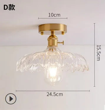 plafonnier moderne japonais en verre sculpté rétro élégant - vue 16 sur 18