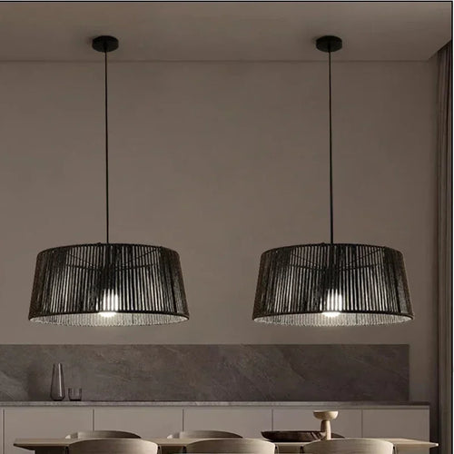 lustre en métal nordique avec corde tissée pour décoration intérieure - vue 4 sur 12