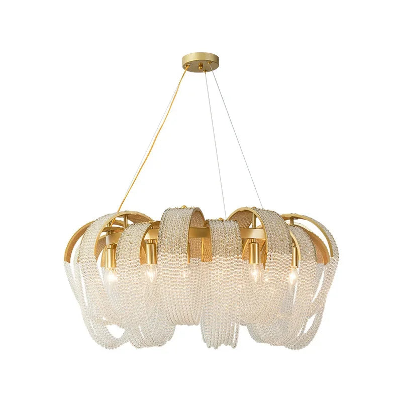 2024Luxury Tassel Crystal Chandelier for Living Room Restaurant Dinning Room Bedroom Hotel Decor Lustre Designer Lamp in Stock - vue 6 sur 10
