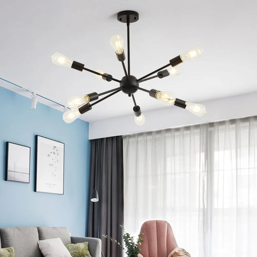 lustre moderne industriel en laiton pour éclairage design - vue 3 sur 9
