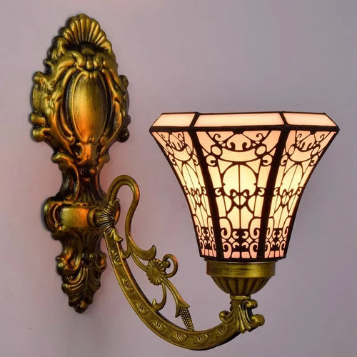 tiffany miroir rétro lampe tournesol simple tête applique murale - vue 2 sur 7