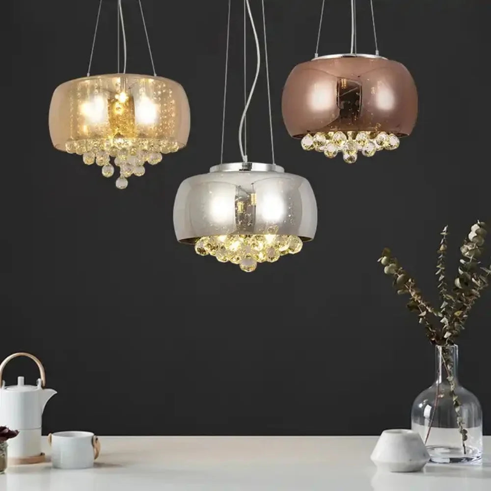 Lustre en verre de cristal de luxe moderne pour salon fumée Cognac plafonnier luminaires suspendus Suspension en verre - vue 9 sur 10
