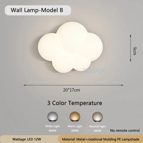 applique murale moderne en forme de nuage blanc pour intérieur - vue 12 sur 12