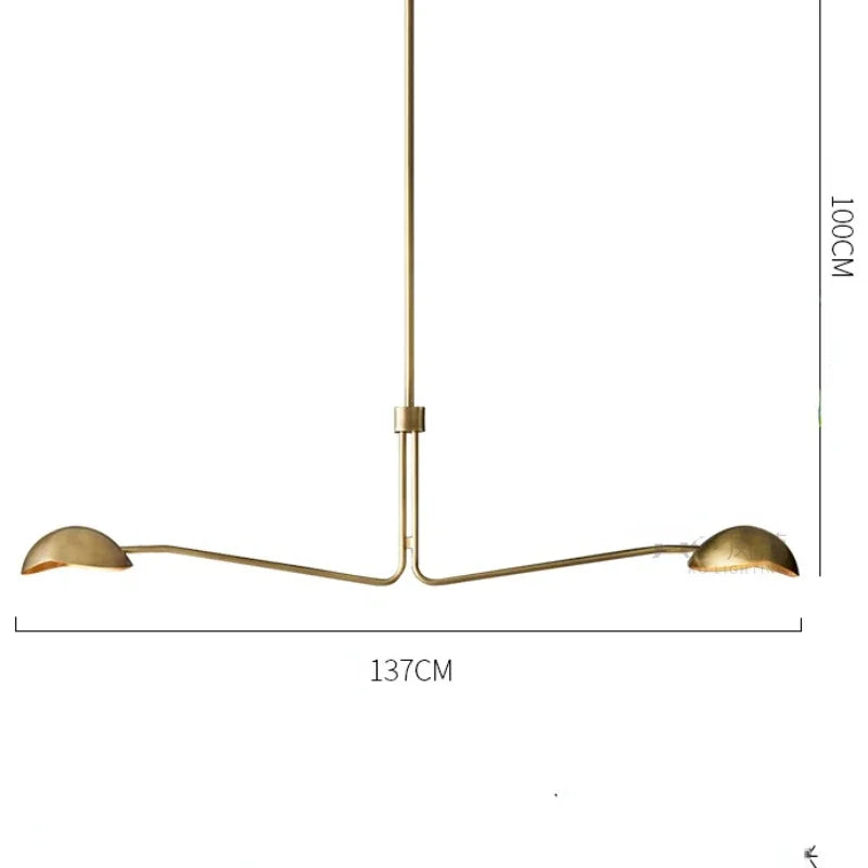 lustre rétro en cuivre design créatif à bras long - vue 11 sur 16