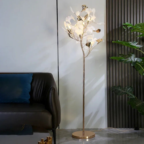 lampadaire moderne nordique led en forme de fleur de ginkgo - vue 5 sur 7