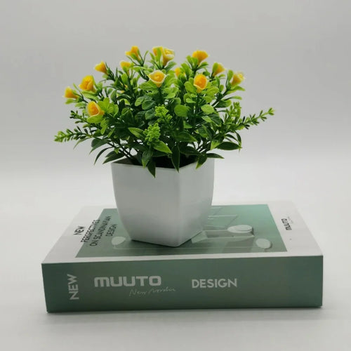 petite rose en pot bonsaï décoration plantes artificielles pour intérieur - vue 8 sur 12