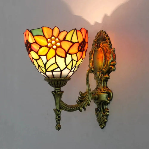 applique murale baroque en verre teinté à fleurs turques - vue 2 sur 18