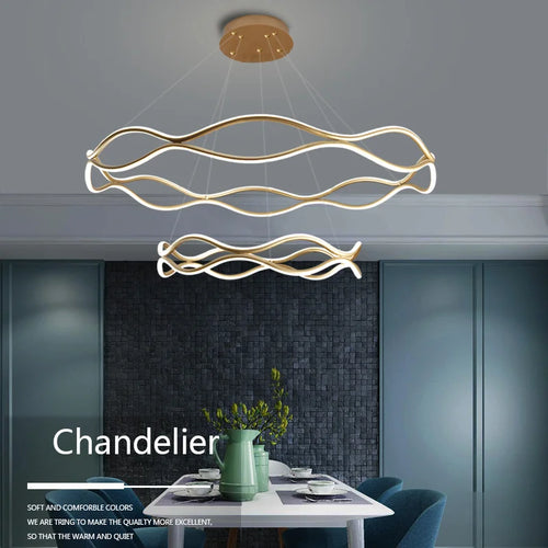 Lustre Nordique LED Lumière Pour Chambre Salon Salle à manger De Luxe Anneau Suspension Décor À La Maison - vue 3 sur 22