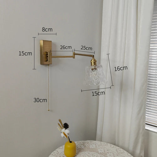 IWHD tirer chaîne verre applique murale LED applique bras gauche droite rotation chambre salon lumières nordique moderne à côté lampe Wandlamp - vue 5 sur 23