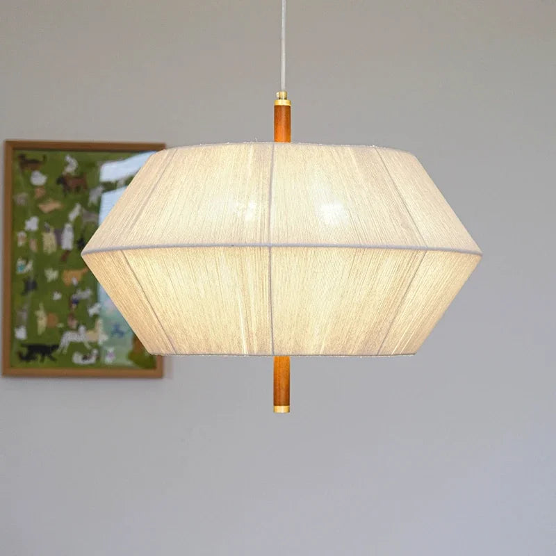 suspension nordique rétro en corde de chanvre et rotin à led - vue 2 sur 9