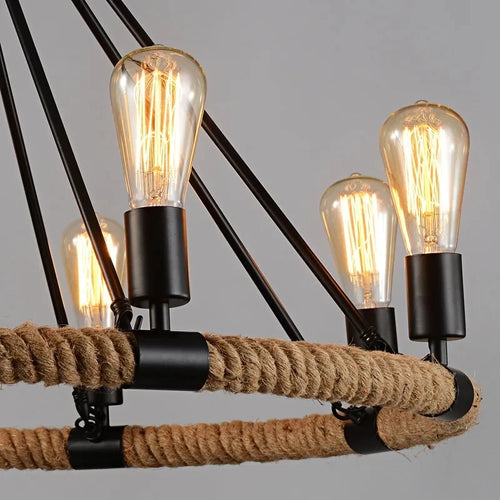 lustre rétro à cordes pour décoration moderne intérieure - vue 6 sur 9