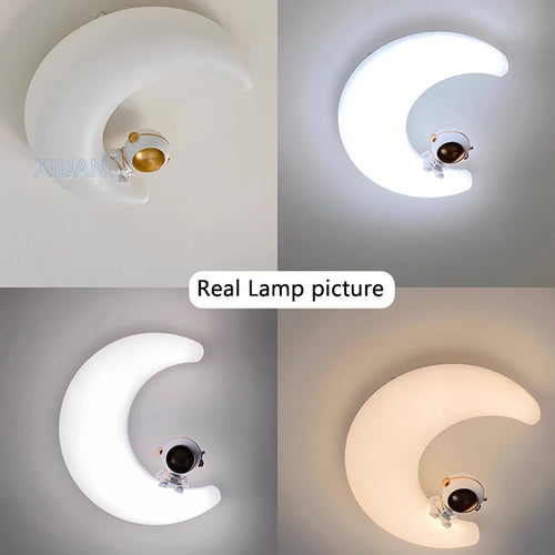 Cartoon Children's Ceiling Lamp Bedroom Ceiling Light Astronaut Star Cloud Moon Lights for Girl Boy Student Baby Room Lighting - vue 7 sur 9