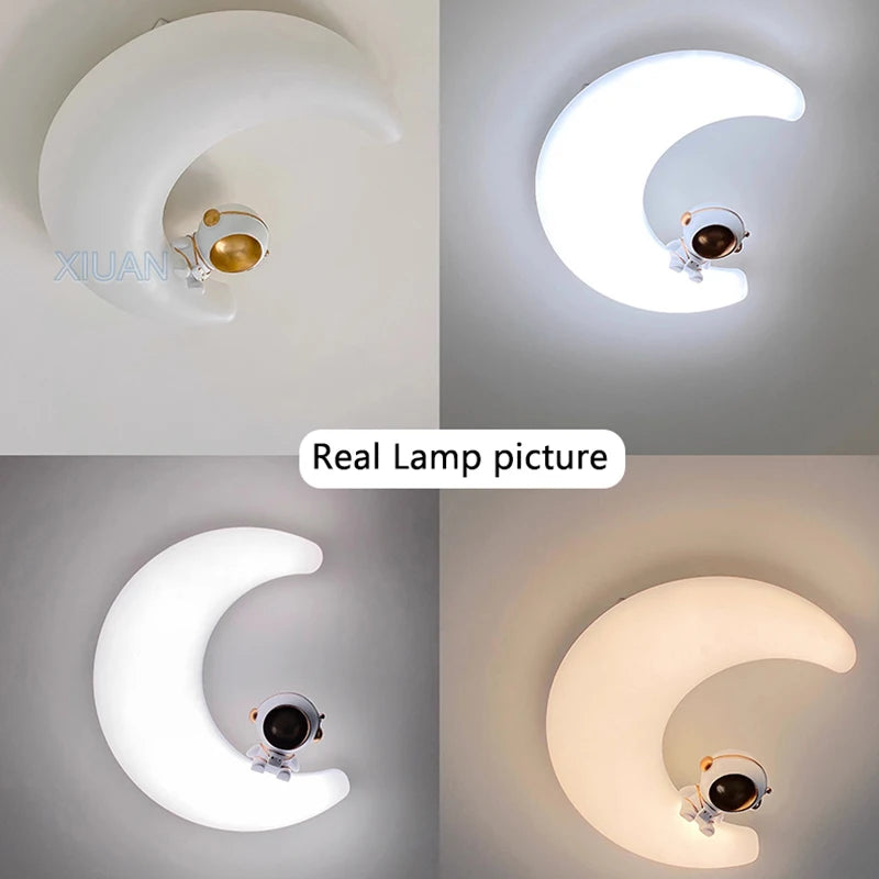 Cartoon Children's Ceiling Lamp Bedroom Ceiling Light Astronaut Star Cloud Moon Lights for Girl Boy Student Baby Room Lighting - vue 6 sur 9