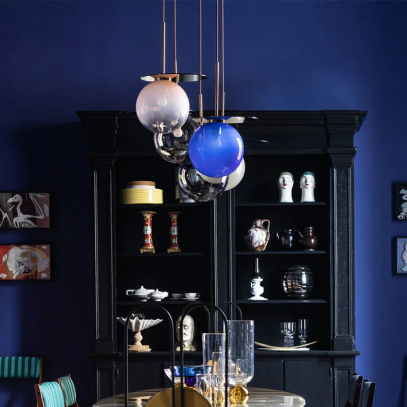 lustre à bulles de verre nordique créatif design original pour restaurants bars - vue 4 sur 10