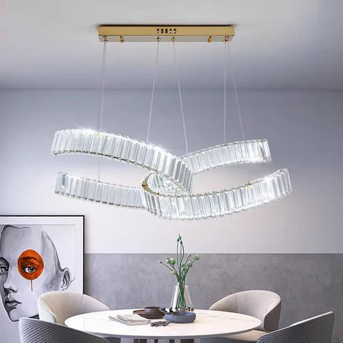 lustre en acier inoxydable cristal postmoderne - vue 5 sur 12