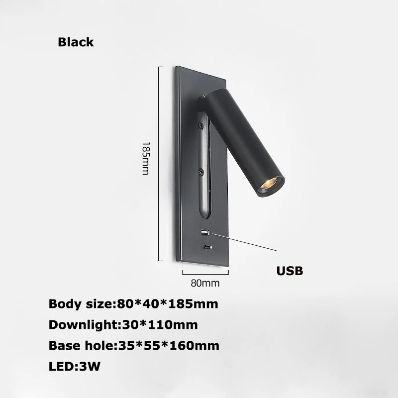 applique murale led rotative en laiton avec interrupteur usb - vue 16 sur 23
