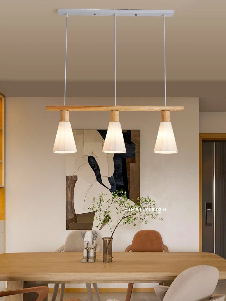 lustre nordique en bois et verre pour éclairage intérieur - vue 3 sur 8