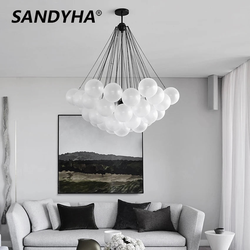 lustre moderne en verre dépoli pour décoration intérieure - vue 2 sur 10