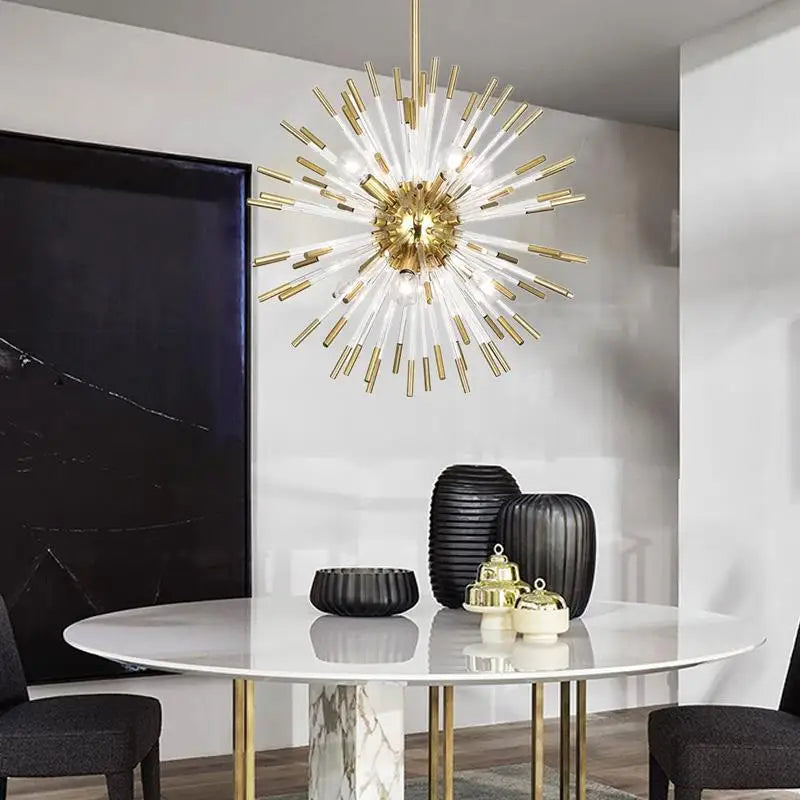 lustre de luxe en forme de pissenlit éclairage décoratif en stock - vue 3 sur 12