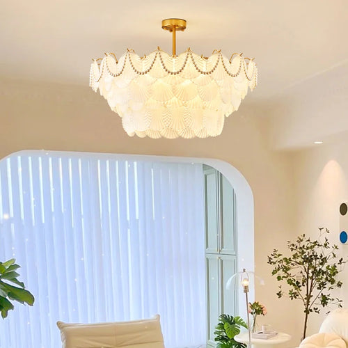 lustre de luxe en forme de coquille en cristal feng shui - vue 4 sur 11