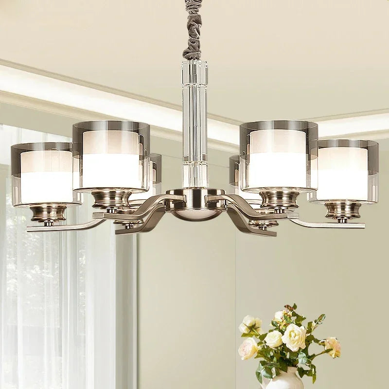 plafonnier led suspendu métal nickel design moderne luminaire décoratif intérieur - vue 5 sur 13