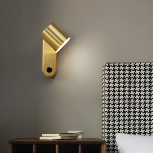 applique murale pivotante moderne avec interrupteur dorée décorative - vue 3 sur 13