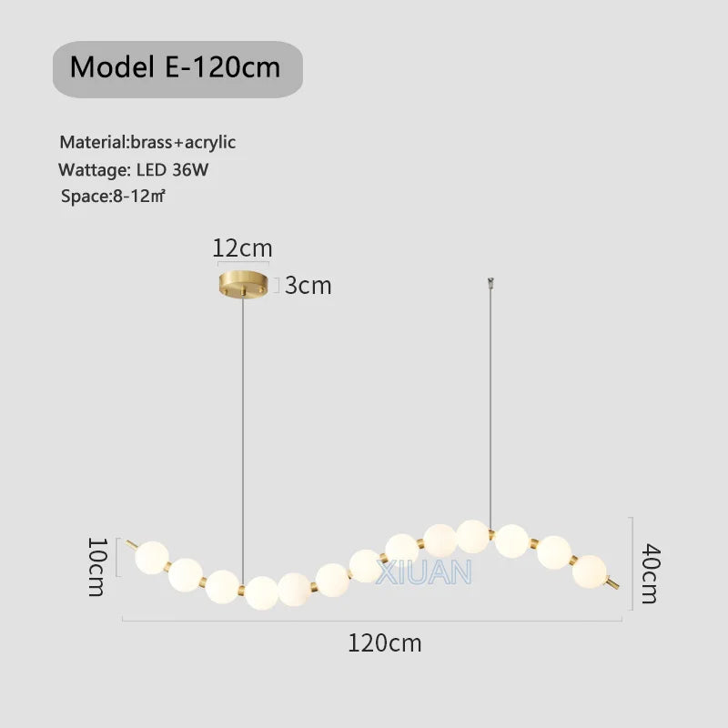 lustre suspension en acrylique blanc avec perles - vue 11 sur 16