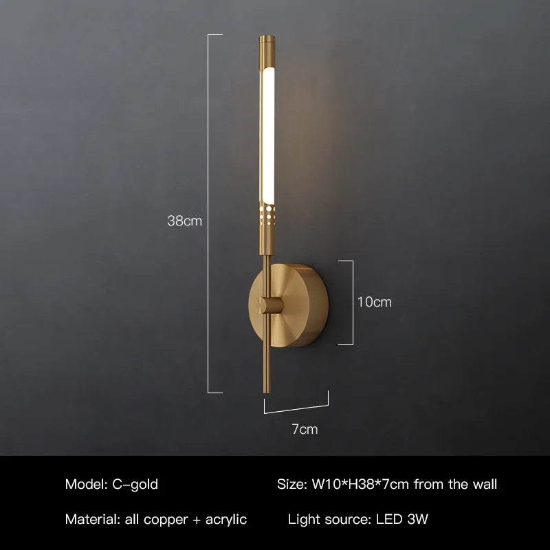 applique murale led design moderne en cuivre pour intérieur décoratif - vue 8 sur 12