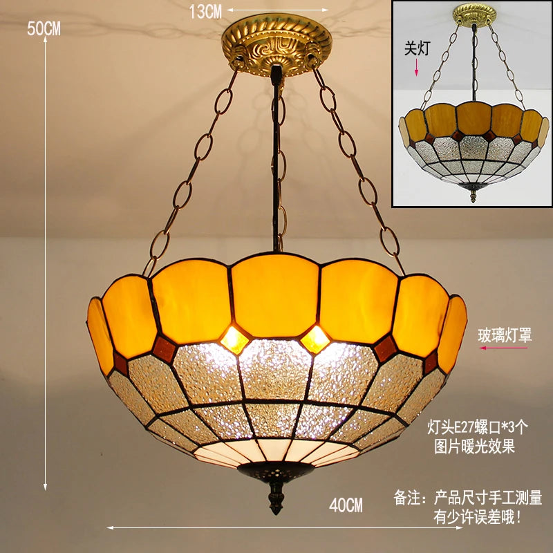 suspension en verre teinté style tiffany pour décoration intérieure - vue 13 sur 26