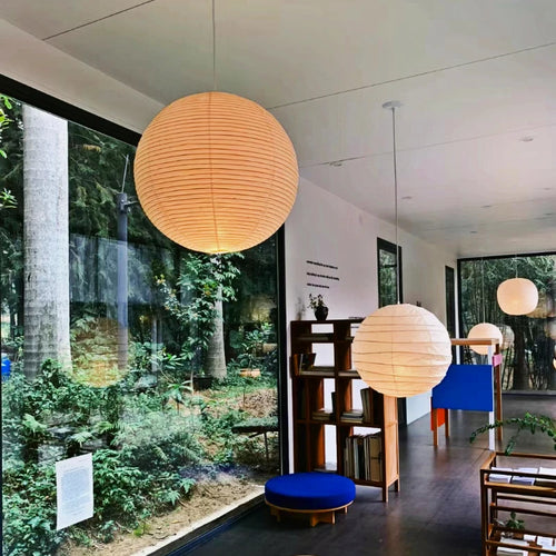 Noguchi Yong suspension lumières Akari Wabi-sabi plafonnier japonais papier de riz lustre pour salon décor à la maison suspension - vue 5 sur 9