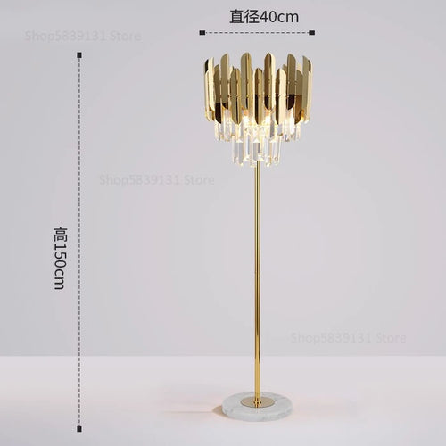 lampadaire post-moderne nordique en cristal doré led luxe - vue 14 sur 17