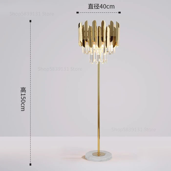 lampadaire post-moderne nordique en cristal doré led luxe - vue 13 sur 17